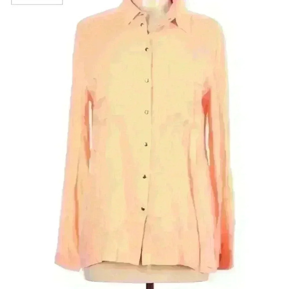 NWT tibi ny orange peach silk long sleeves button down shirt 6 - Picture 1 of 3